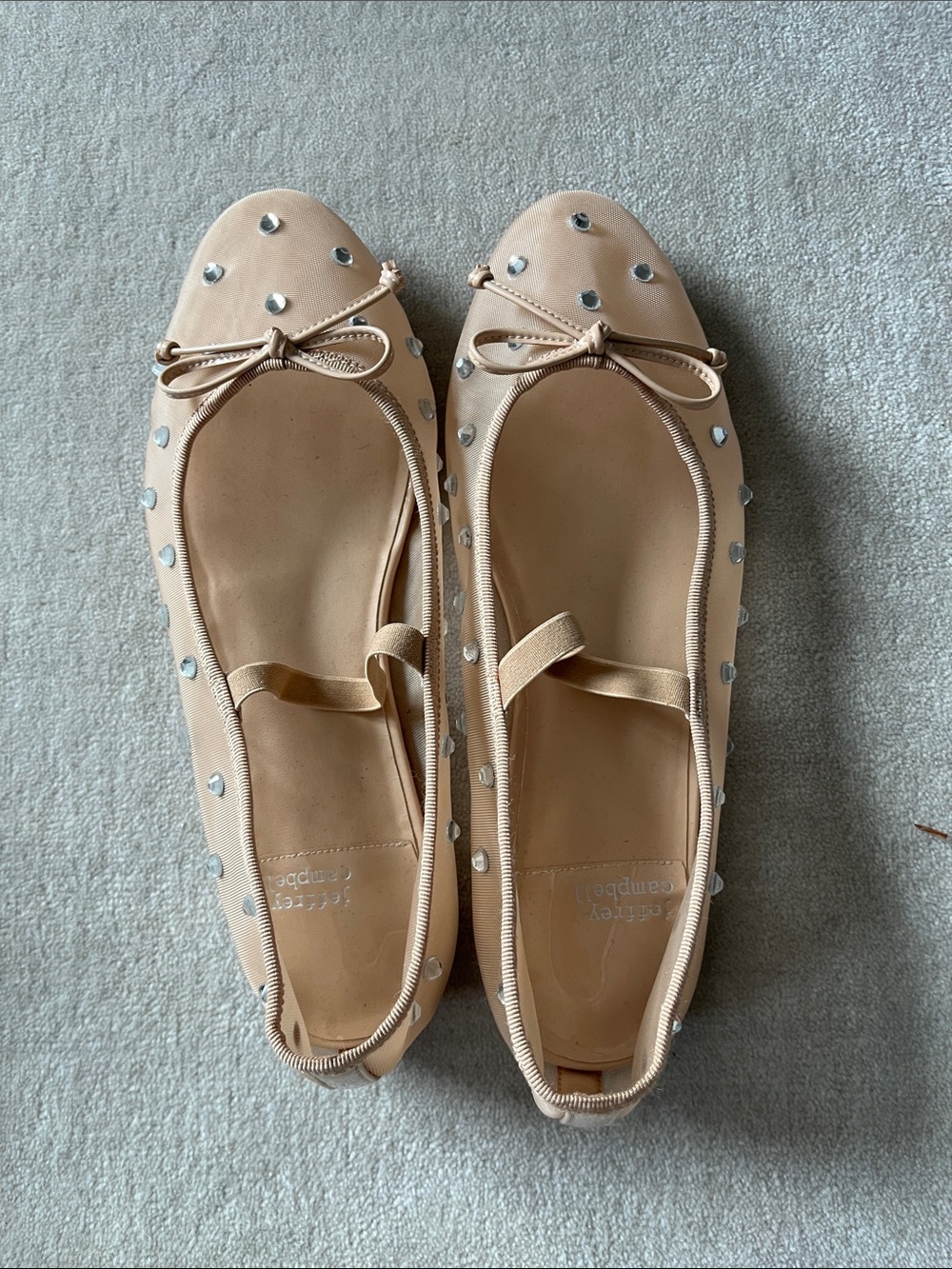 Jeffrey Campbell Nude Embellished Ballet Flats with Bow - Picture 3 of 5